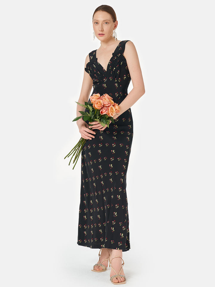 Rose Bouquet Silk Dress