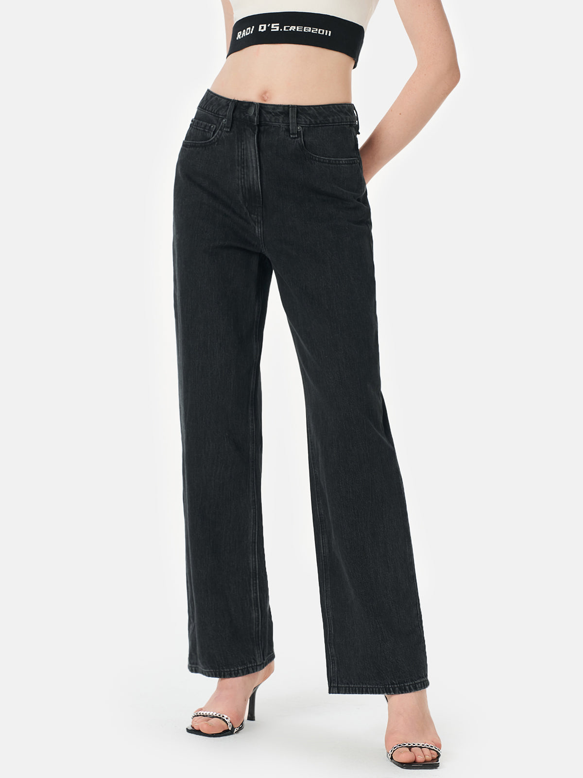 Stone-Washed Cotton Jeans