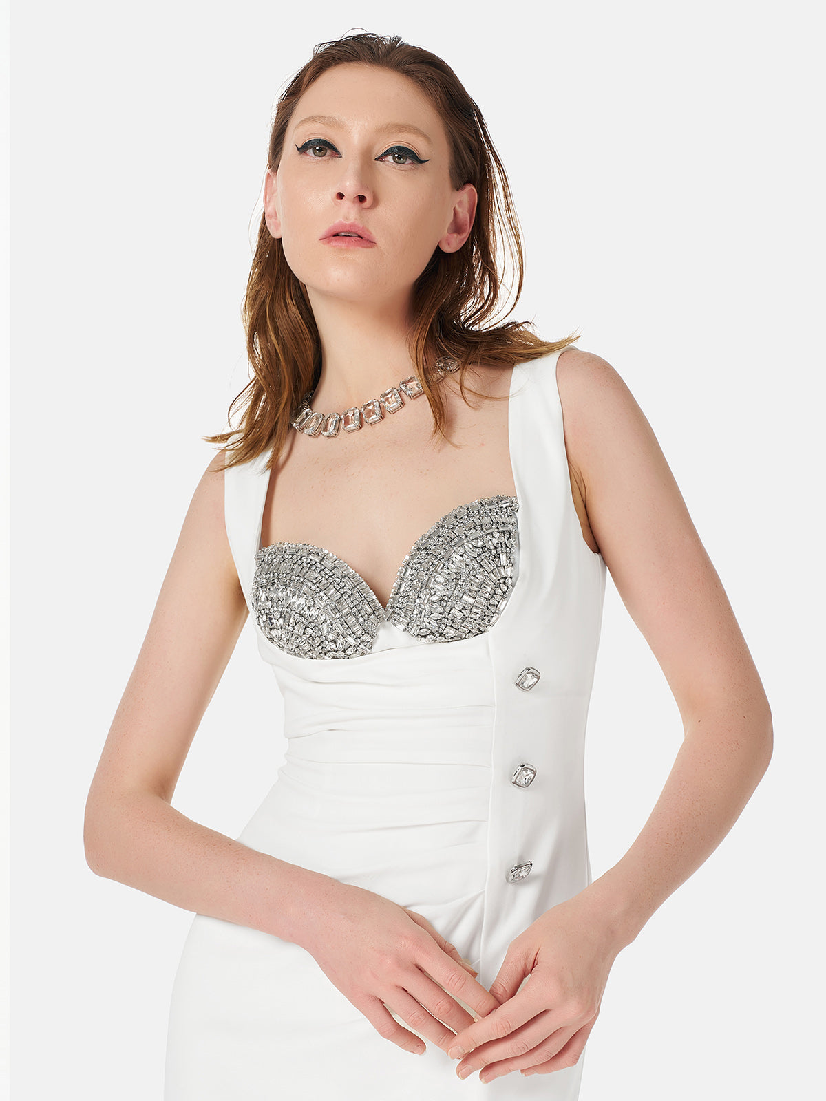 Hand-Embellished Bustier Cup Dress