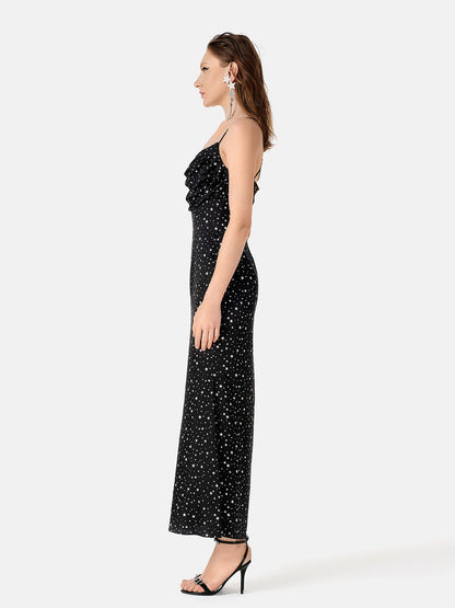 Galaxy Print V-neck Midi Dress