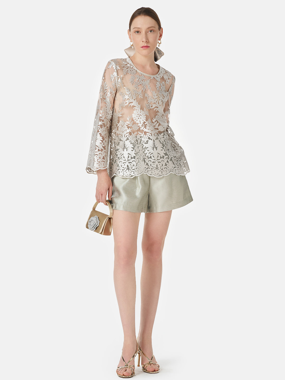 Silk Embroidery Lace Blouse