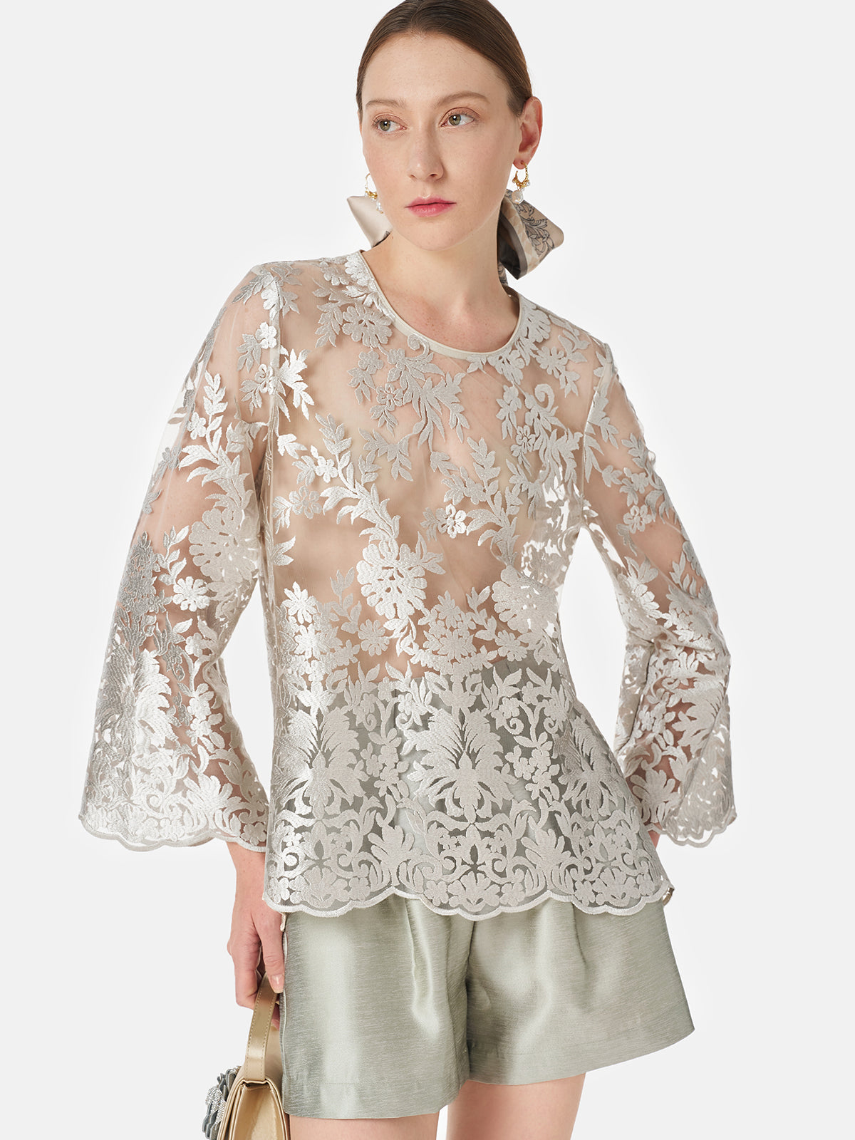 Silk Embroidery Lace Blouse