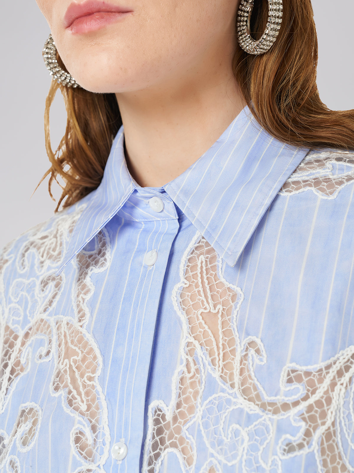 Final Sale | Lace Positioned Embroidered Shirt