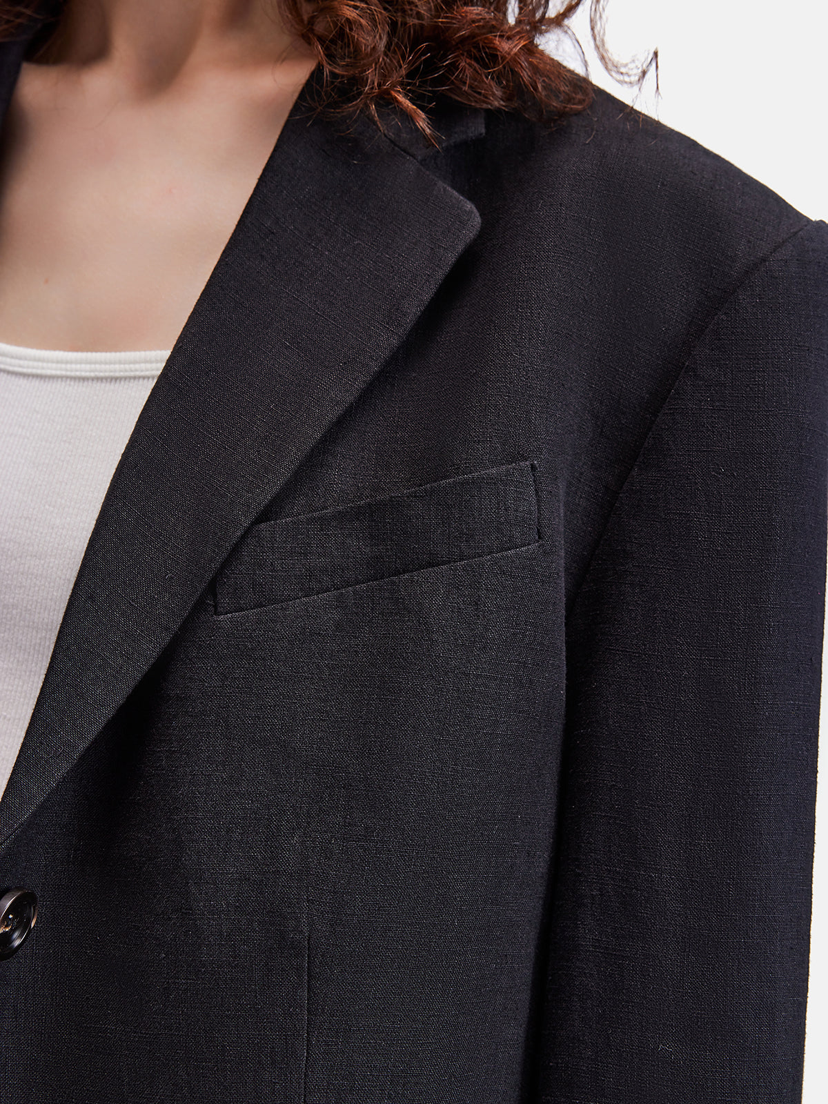 Linen Blend Minimalist Blazer