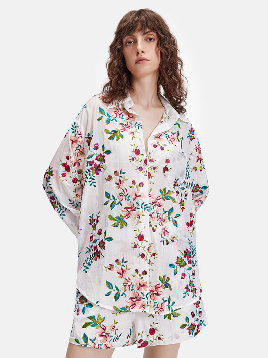 Embroidered Floral Loose Shirt