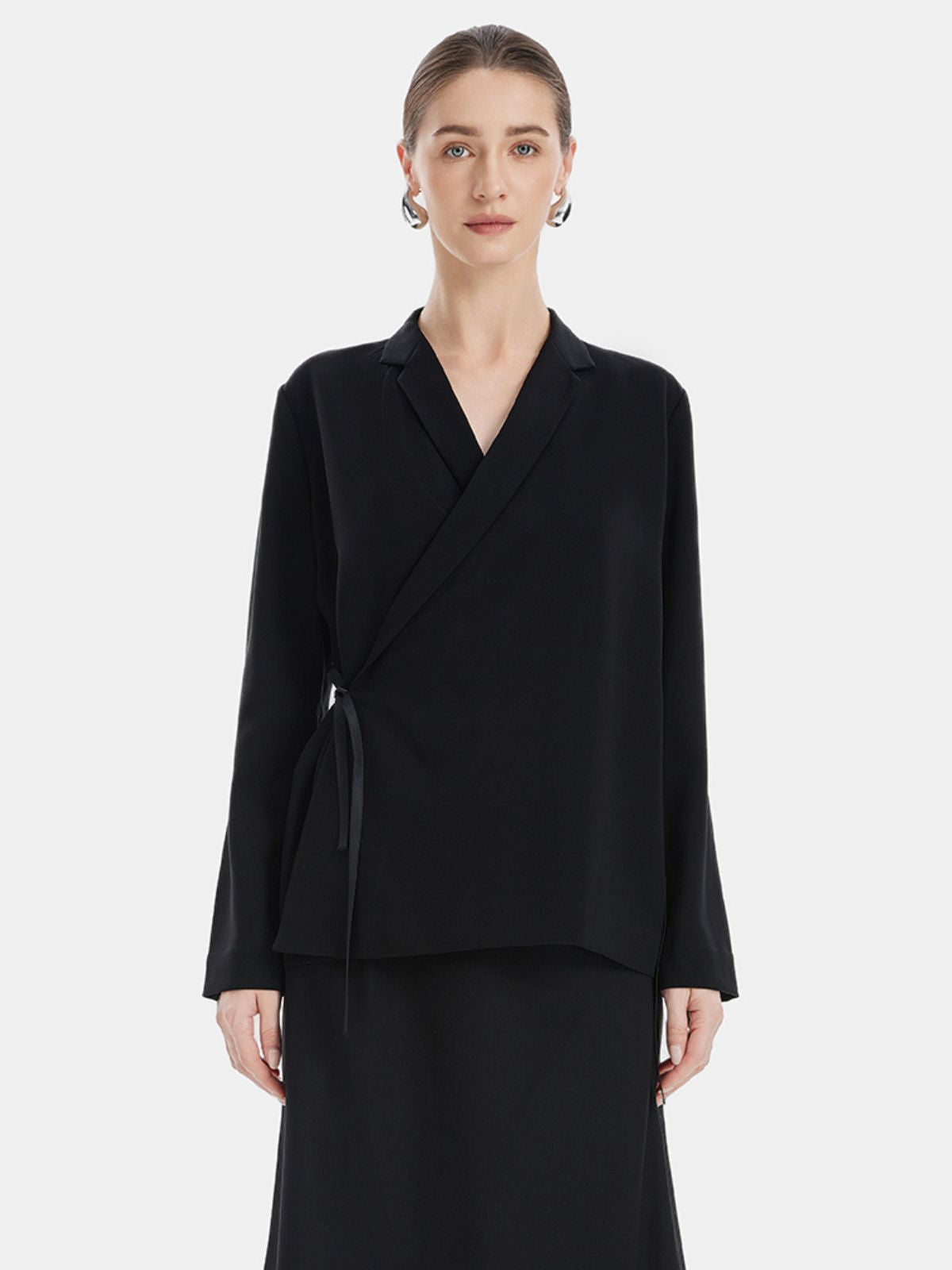 Minimalist Cross Front Collared Blazer