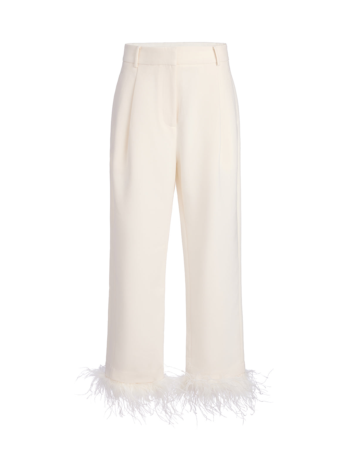 Final Sale | High-Waist Feather Trim Pants