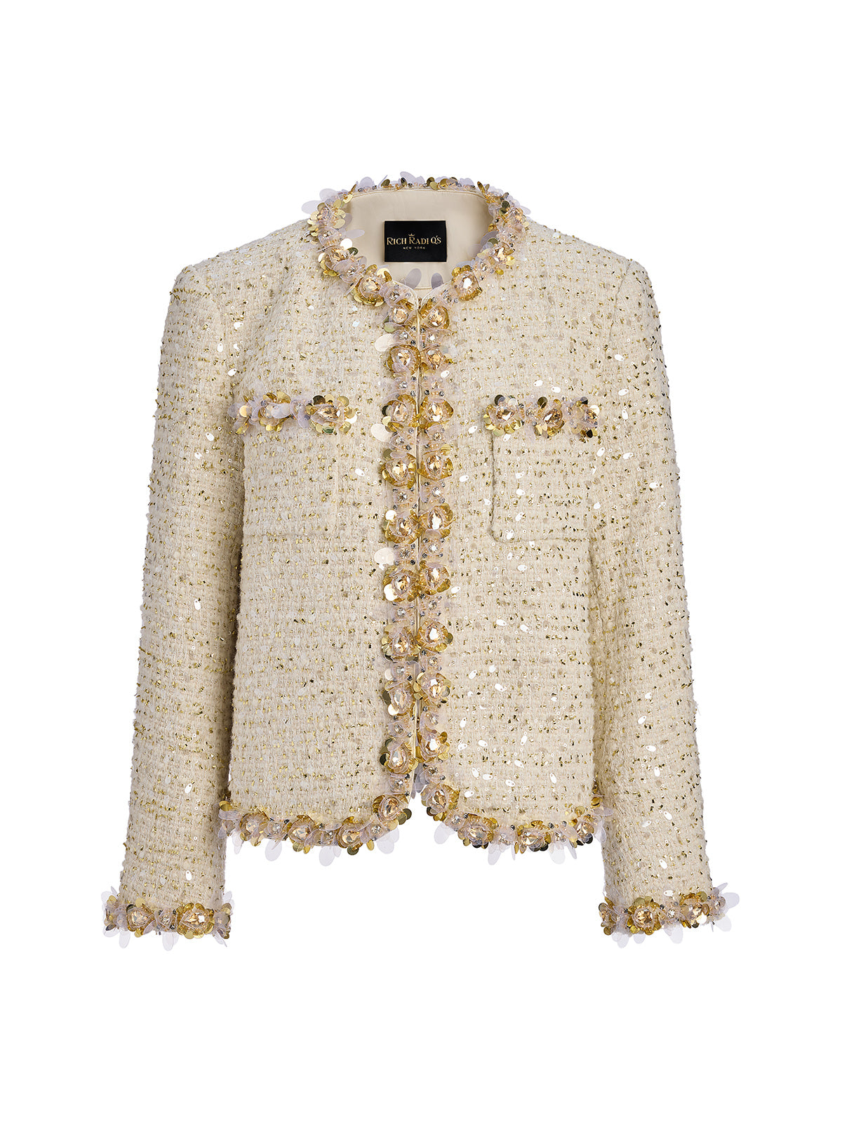Sequin Trimmed French Tweed Short Jacket