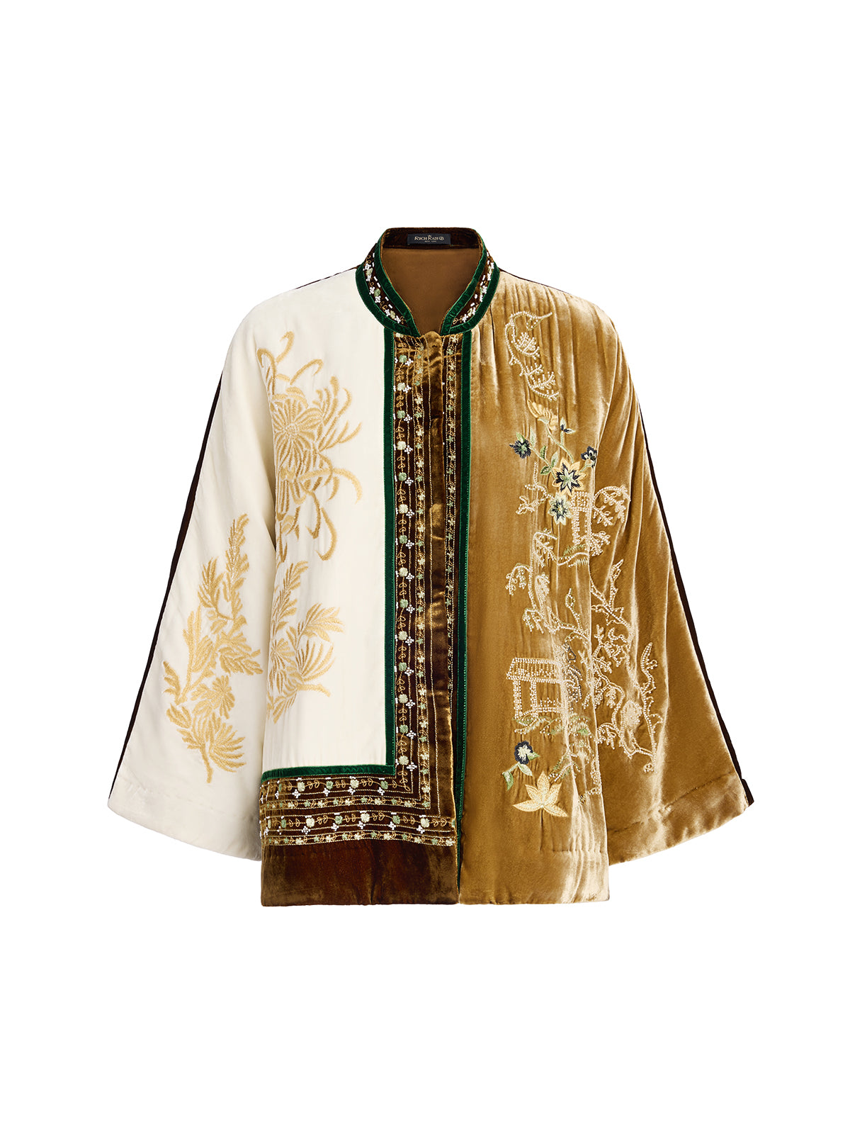 Vintage Silk Velvet Embroidered Tweed Chinese Style Jacket