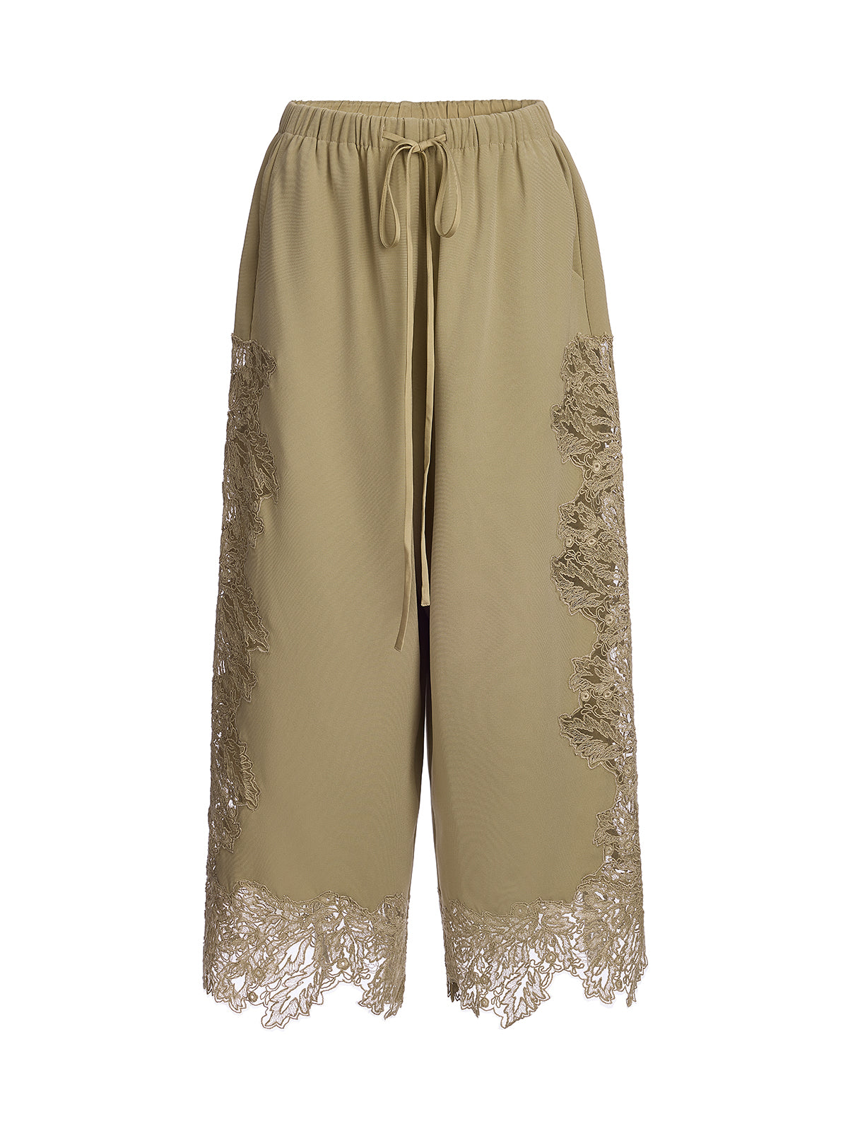 Elegant Lace-Trim Cropped Pants