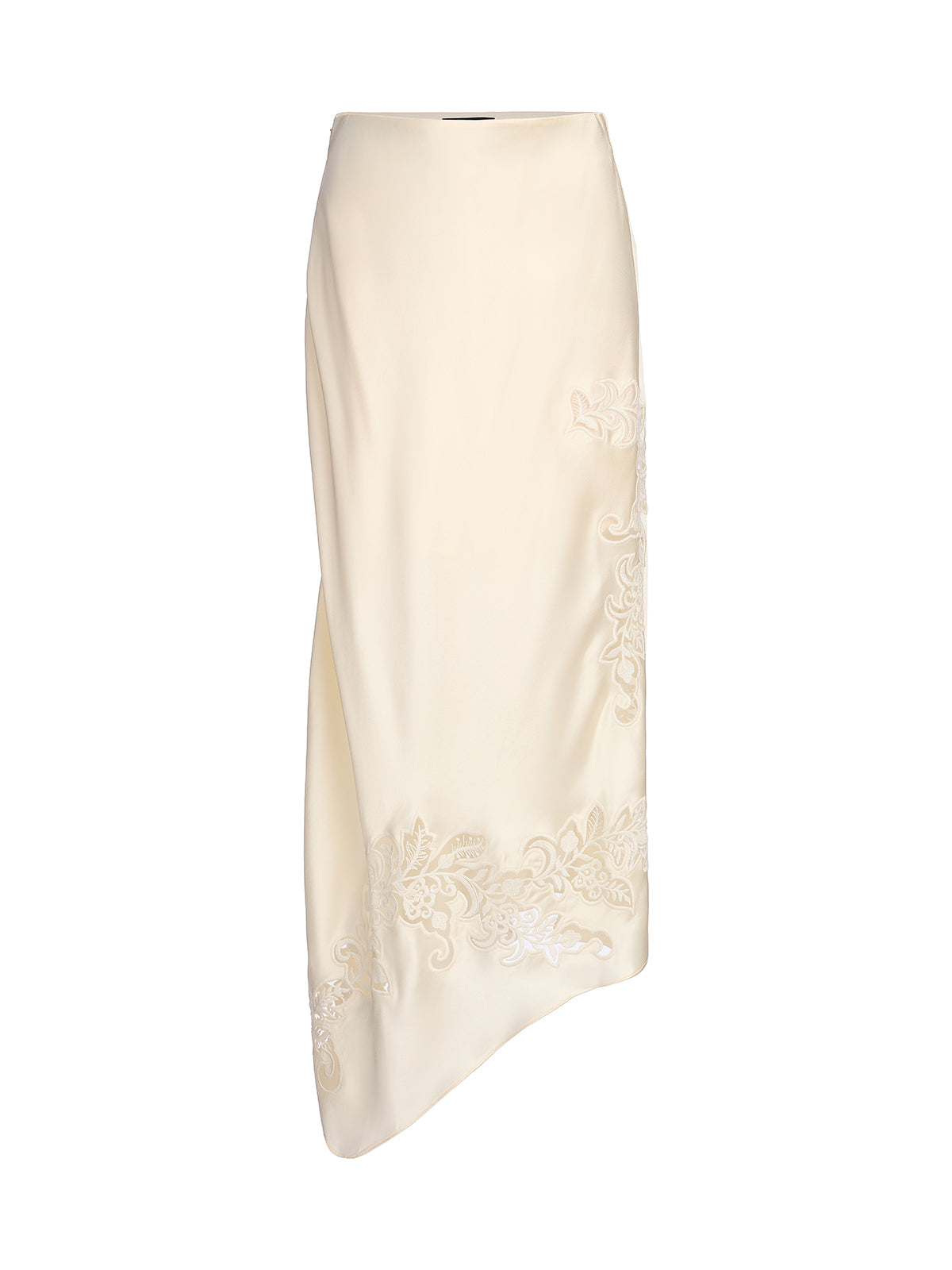 Embroidered Cutout Fitted Midi Skirt