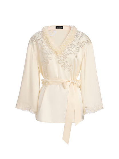 Embroidered Cutout Minimalist Long-Sleeve Top