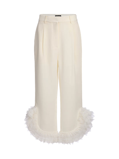 Layered Ruffle Hem Tapered Pants
