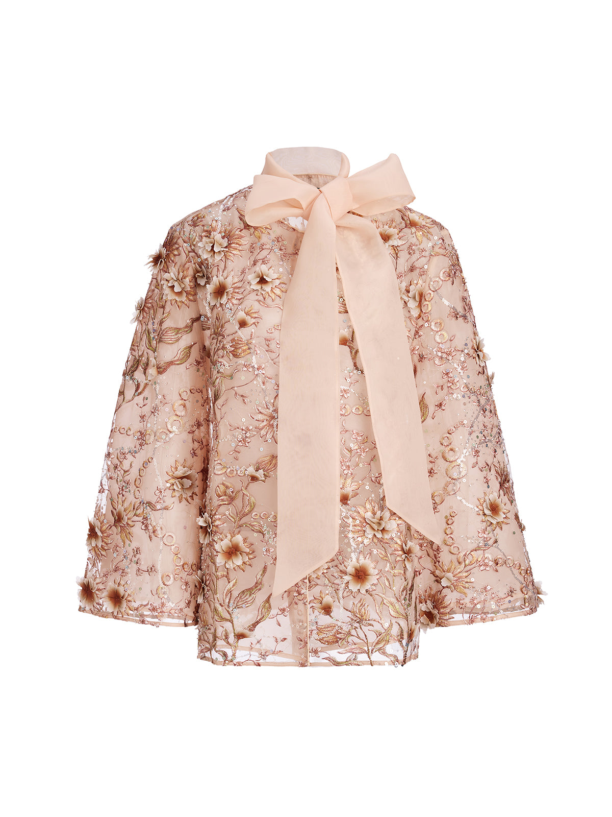 Luxury Embroidered Floral Organza Jacket