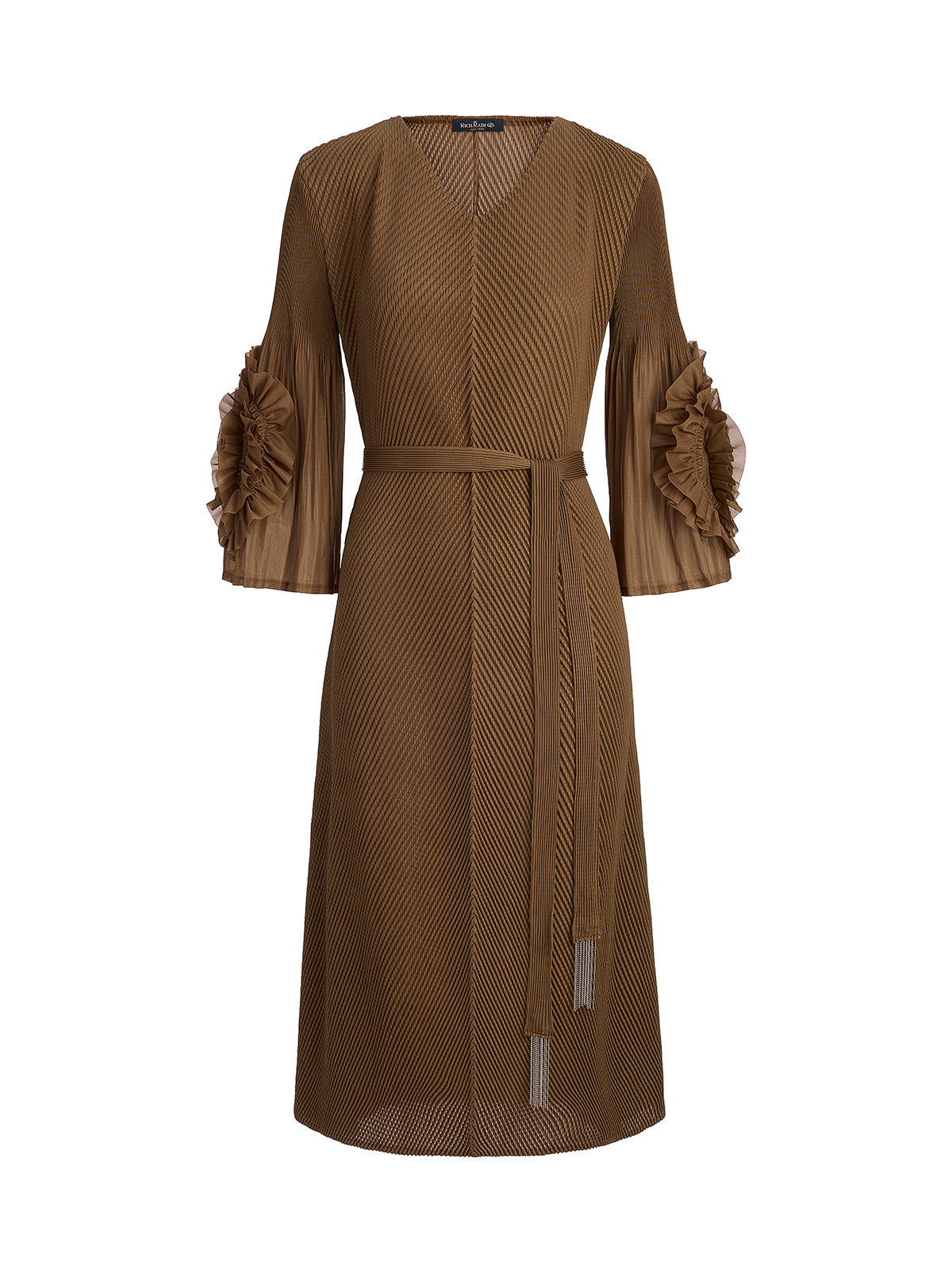 Textured V-Neck Maxi Dress with Belt