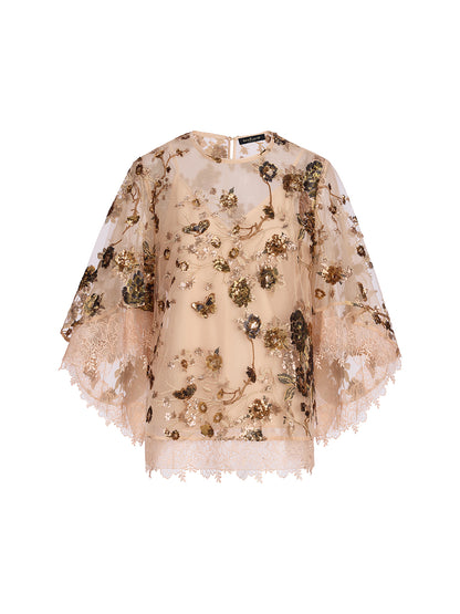 Luxurious Embroidered Sequin Long-Sleeve Top