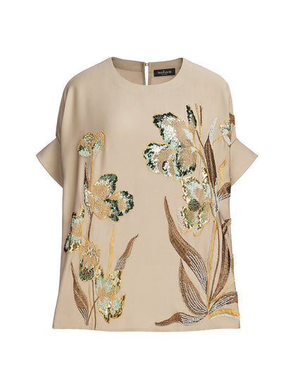 Vintage Hand-Beaded Appliqué Top