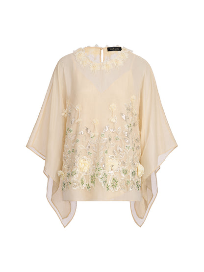 Embellished Floral Sequin Chiffon Blouse