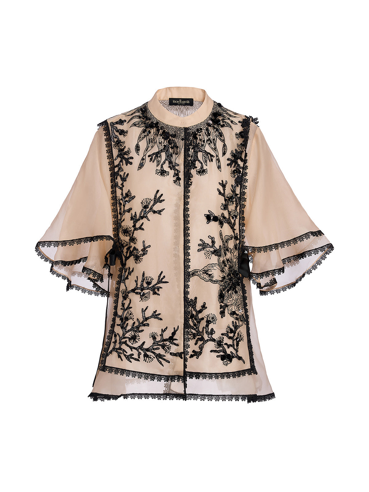 Silk Appliqué Beaded Layered-look Top