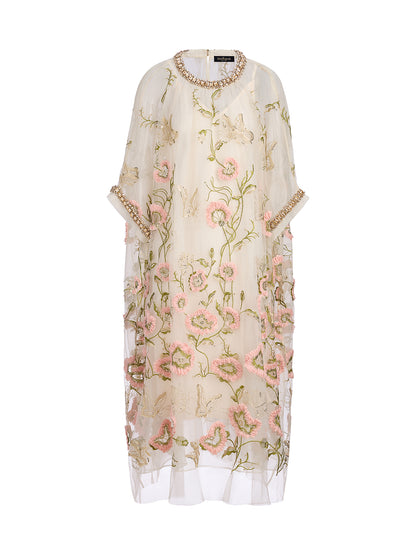 3D Floral Sequin Pleated Dress