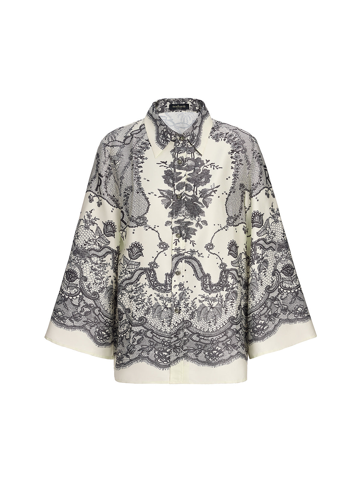 Final Sale | Black Eyelash Lace Turn-down Collar Shirt