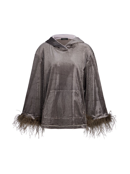 Hand-Sewn Feather Detachable Hoodie