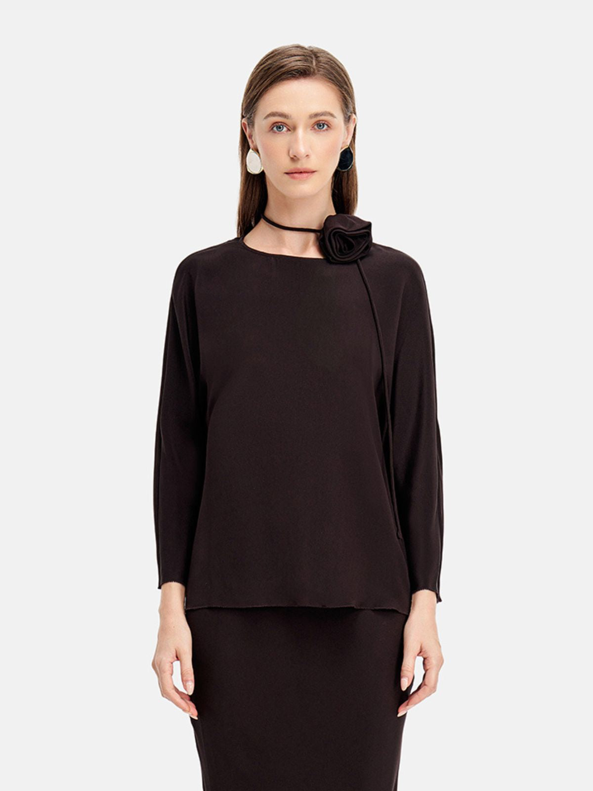 Chic Round Neck Silk Top