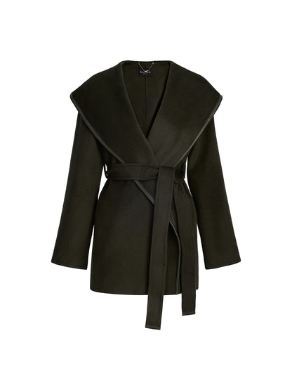 Robe-Style Wool Cashmere Coat (Waist Tie Included)