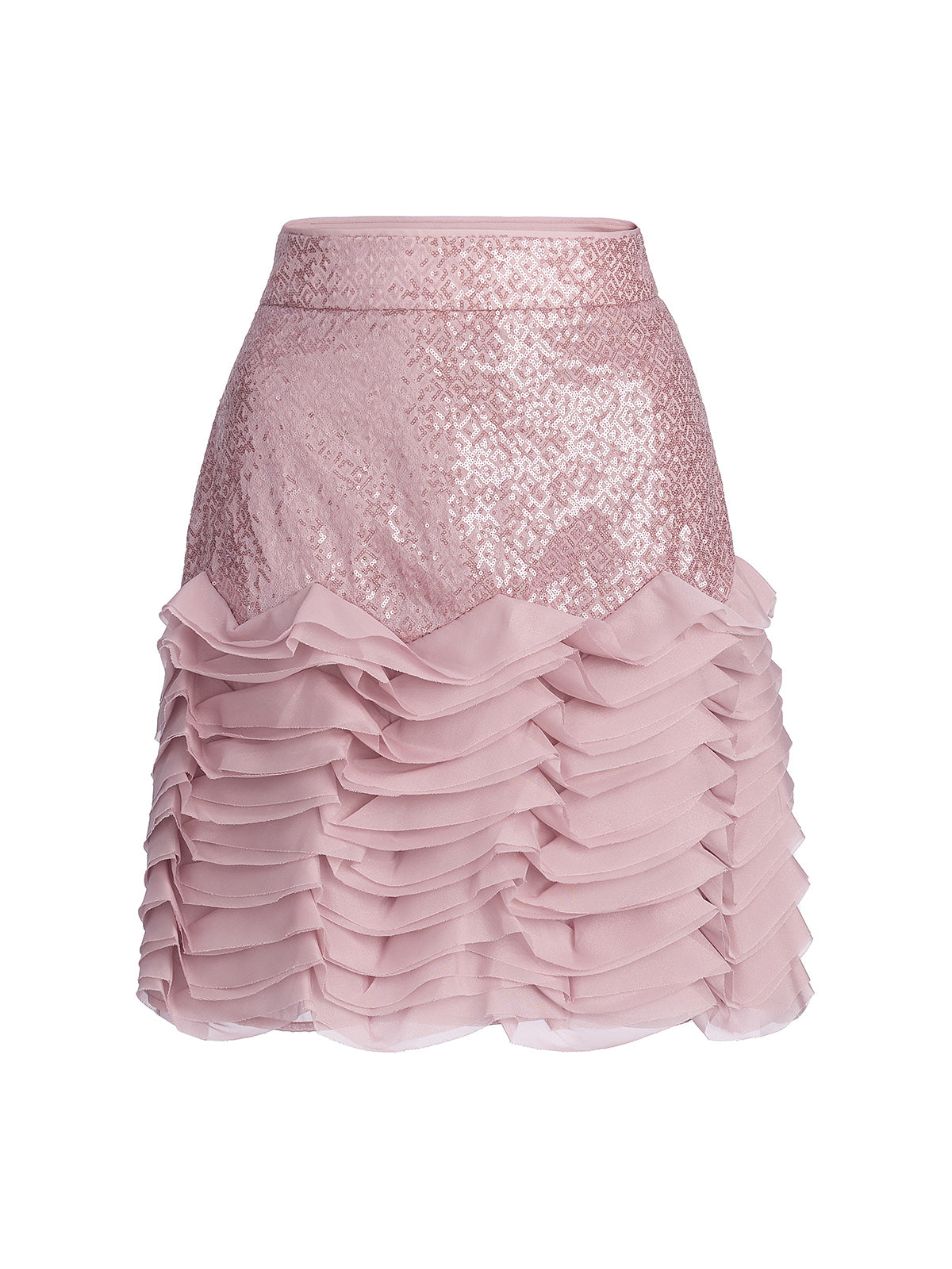 Luxe Ruffled Sequin Pleated Mini Skirt