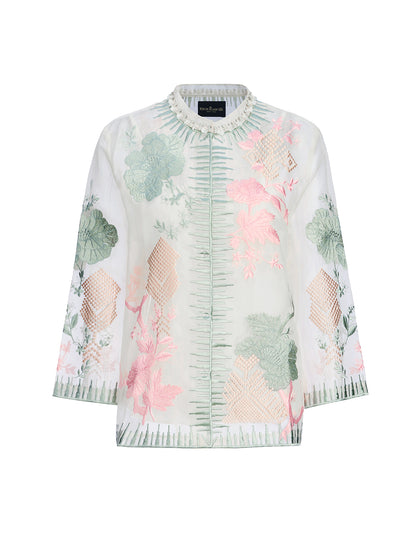 Silk Organza Embroidered Shirt