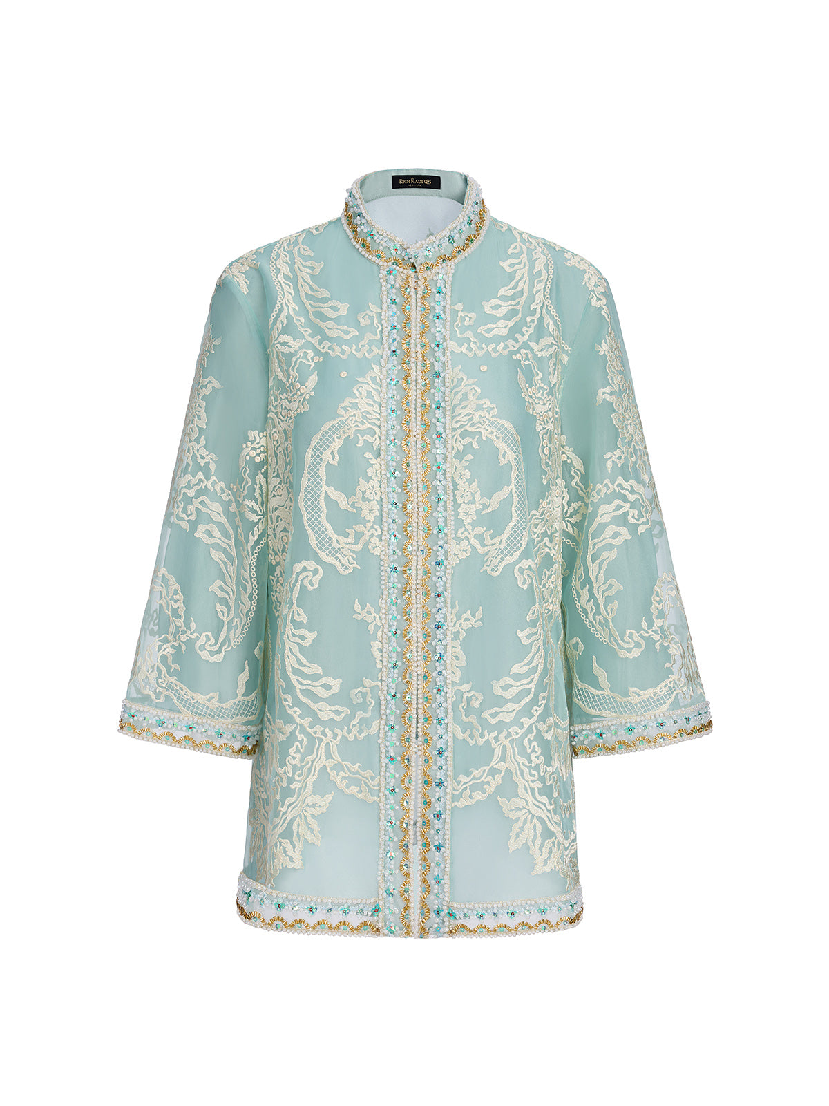 Organza Embroidered Mint Jacket
