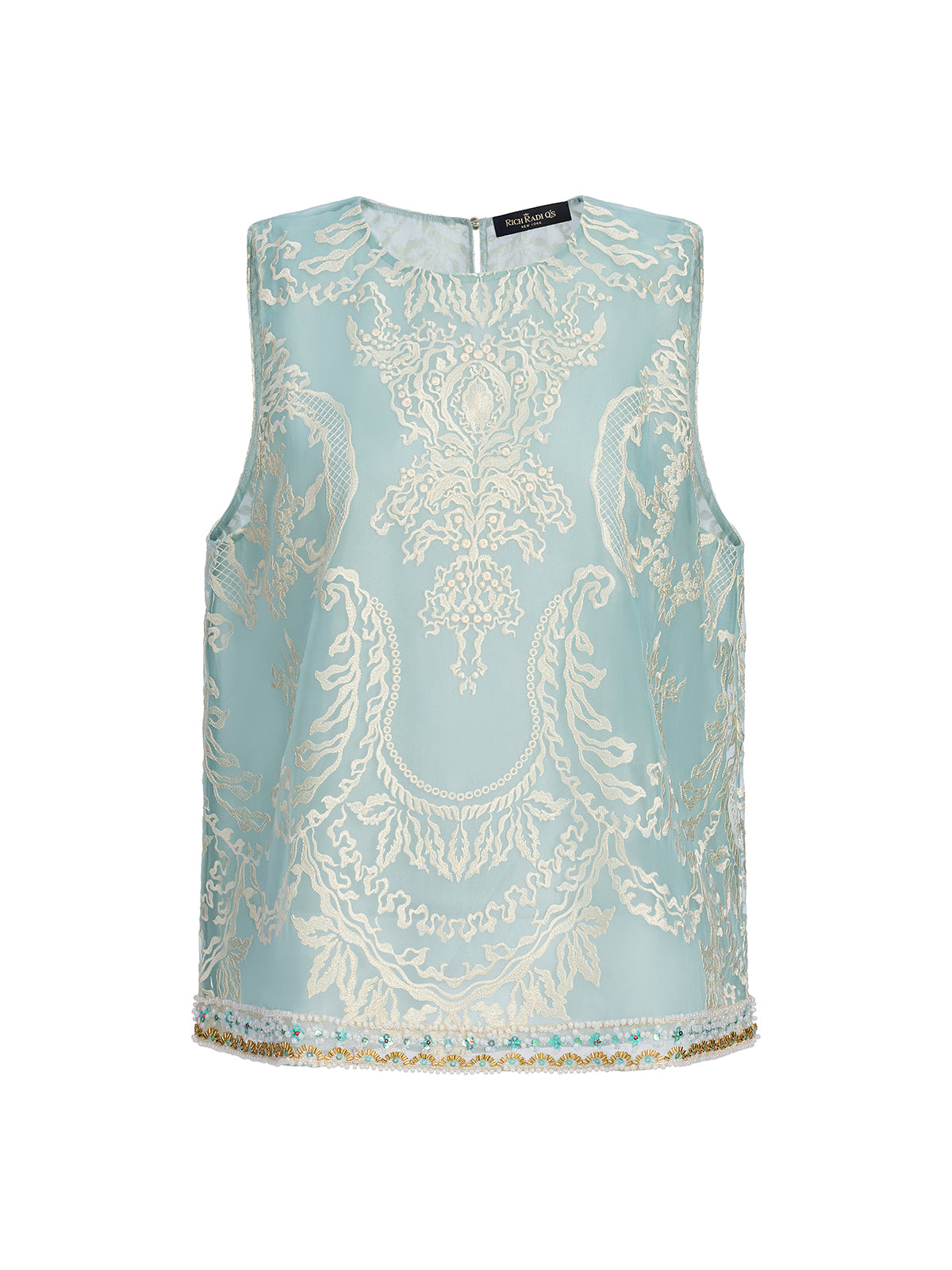 Organza Embroidered Mint Vest