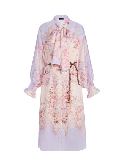 Tencel-Linen Printed Bow Dress