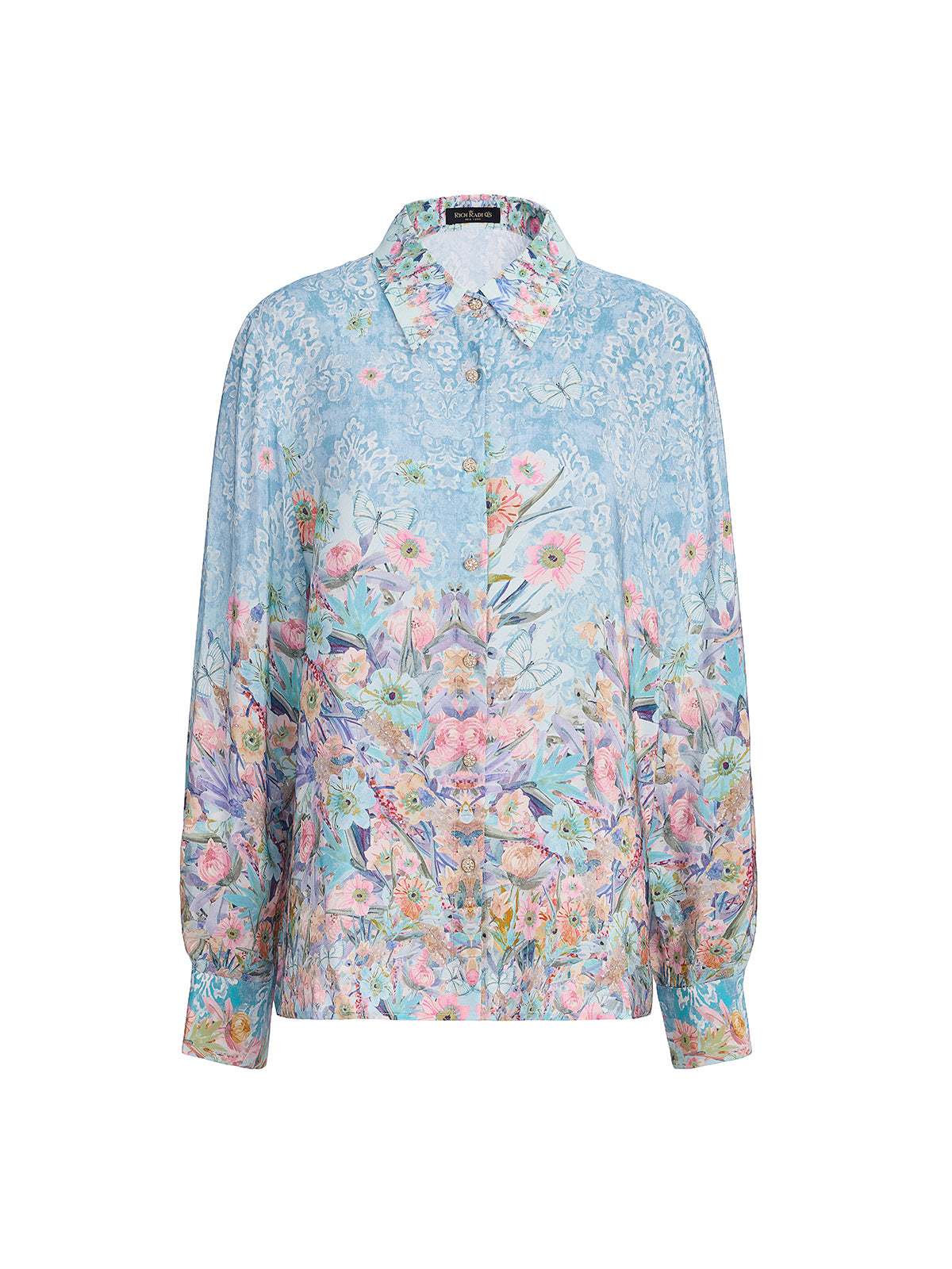 Silk Double Crepe Printed French Shirt