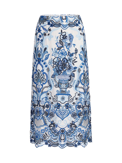 Guipure Lace Back Vent Skirt