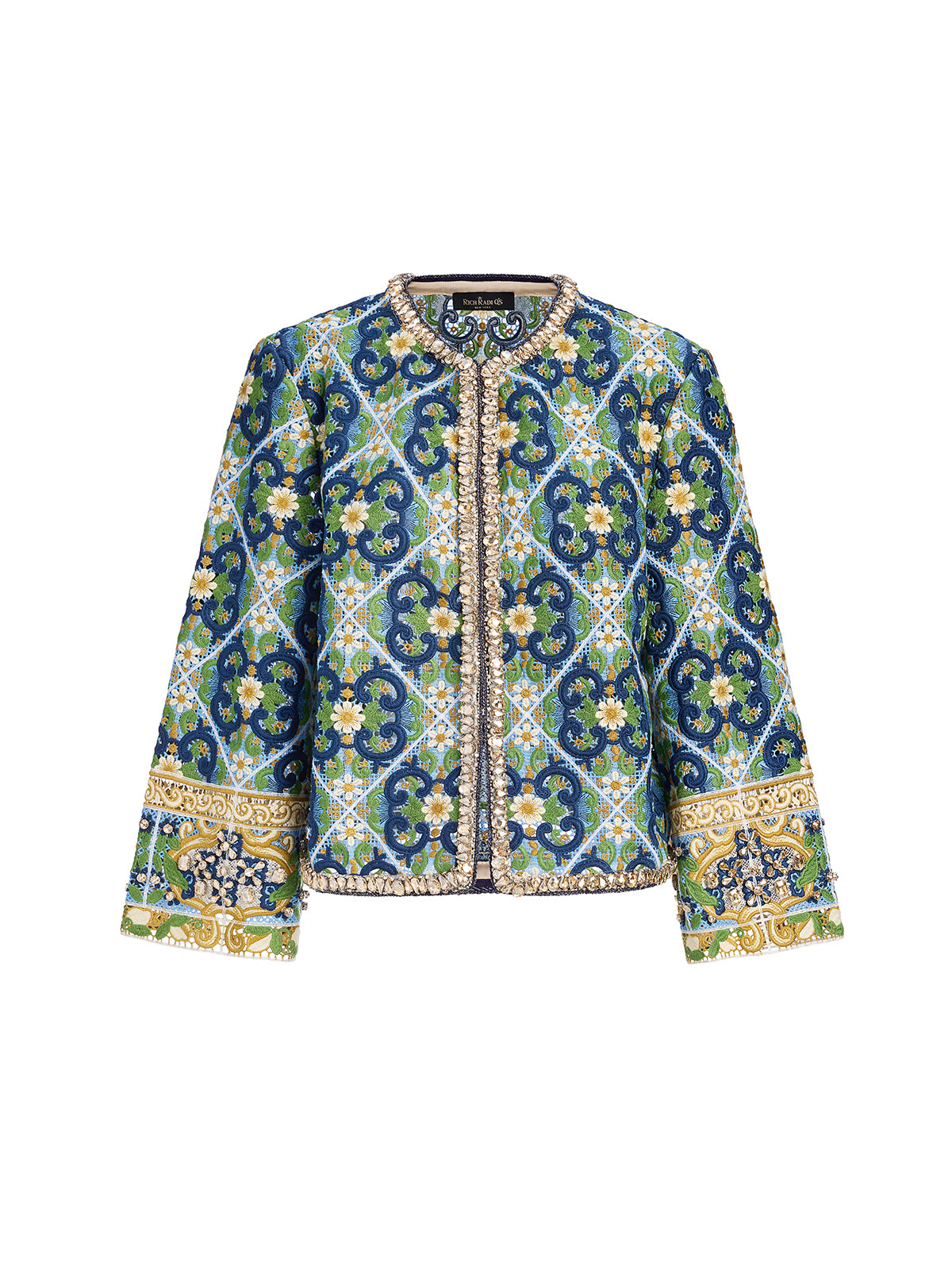 Crystal-Trim Guipure Lace Jacket