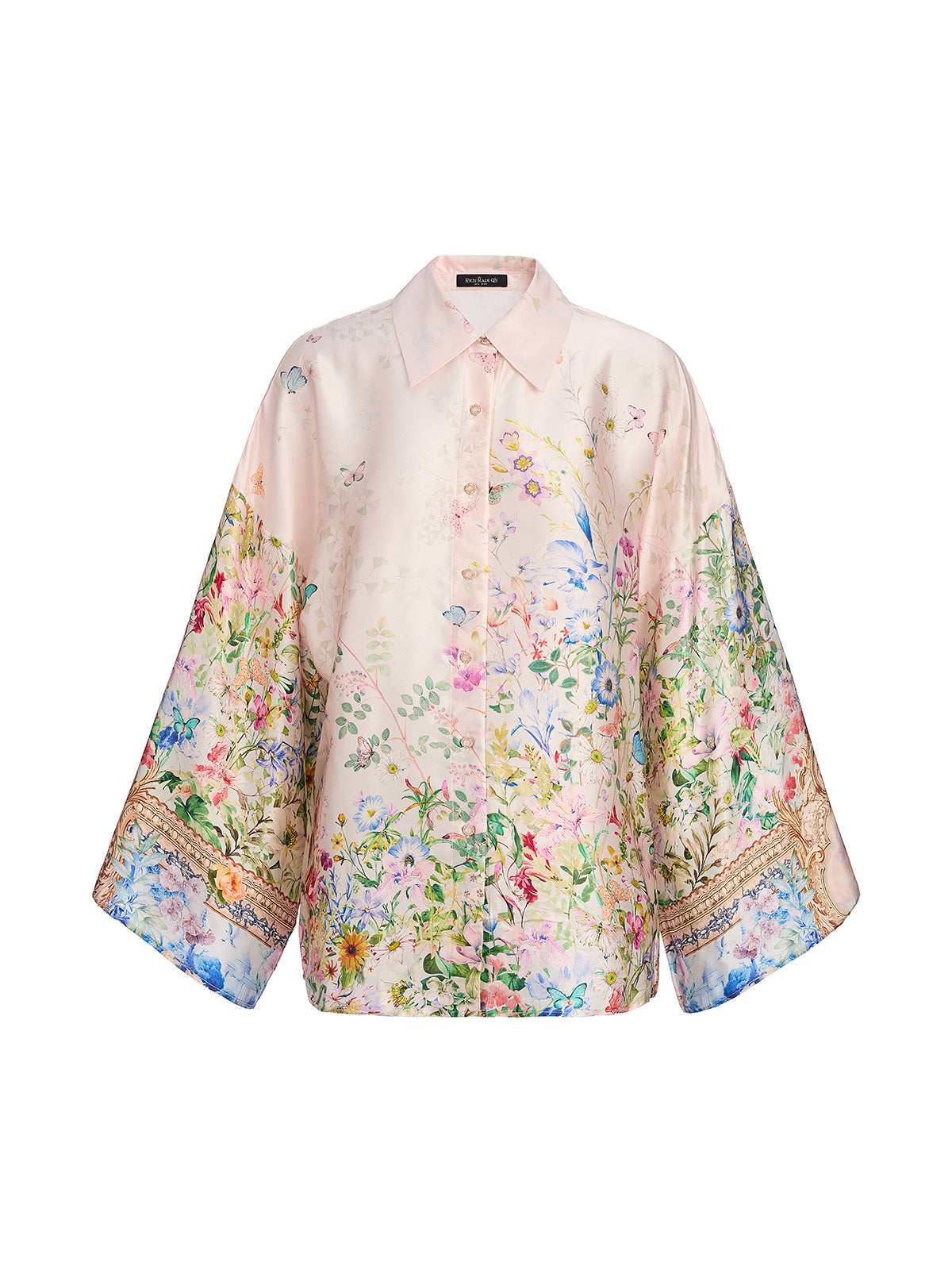 Silk Satin Floral Print Shirt (100% Silk)