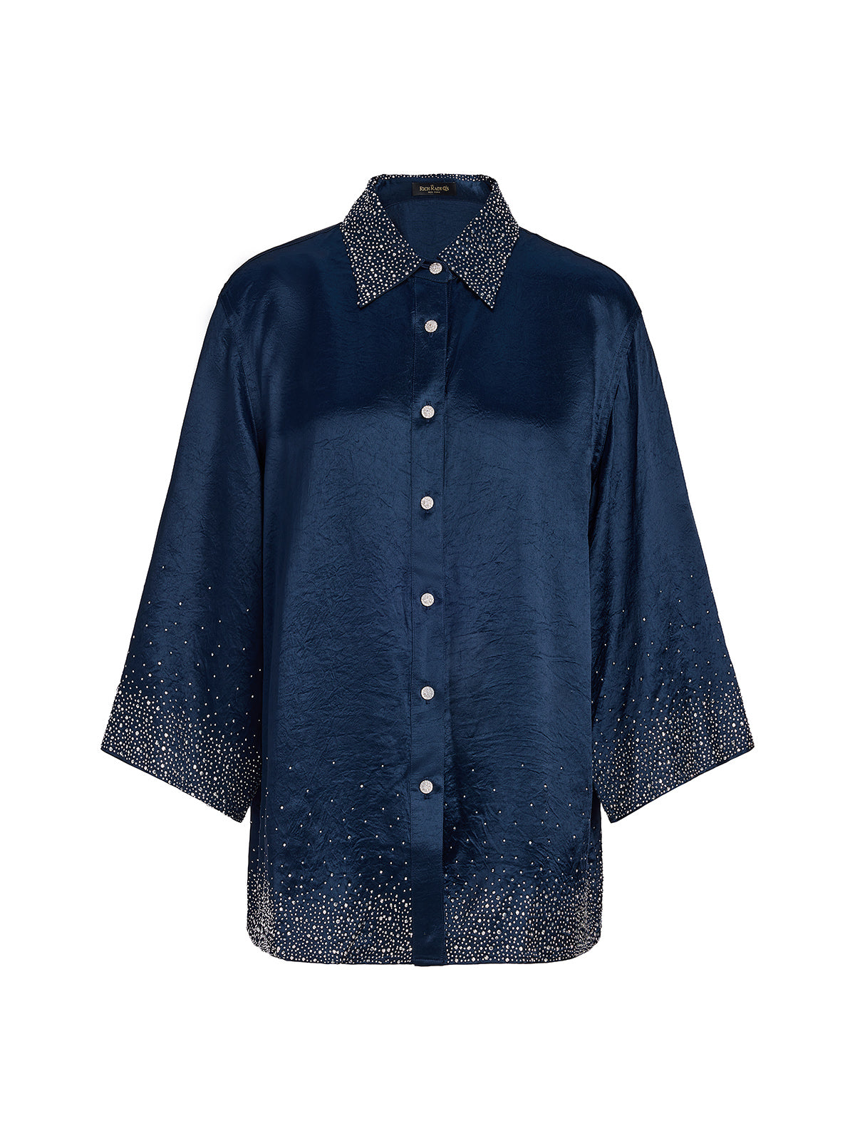 Crystal-Embellished Three-Quarter Sleeve Shirt