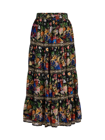 100% Silk Printed Rhinestone Skirt