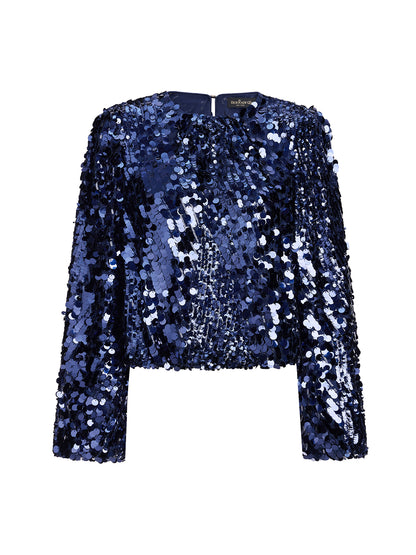 Fish-Scale Sequin Cropped Top