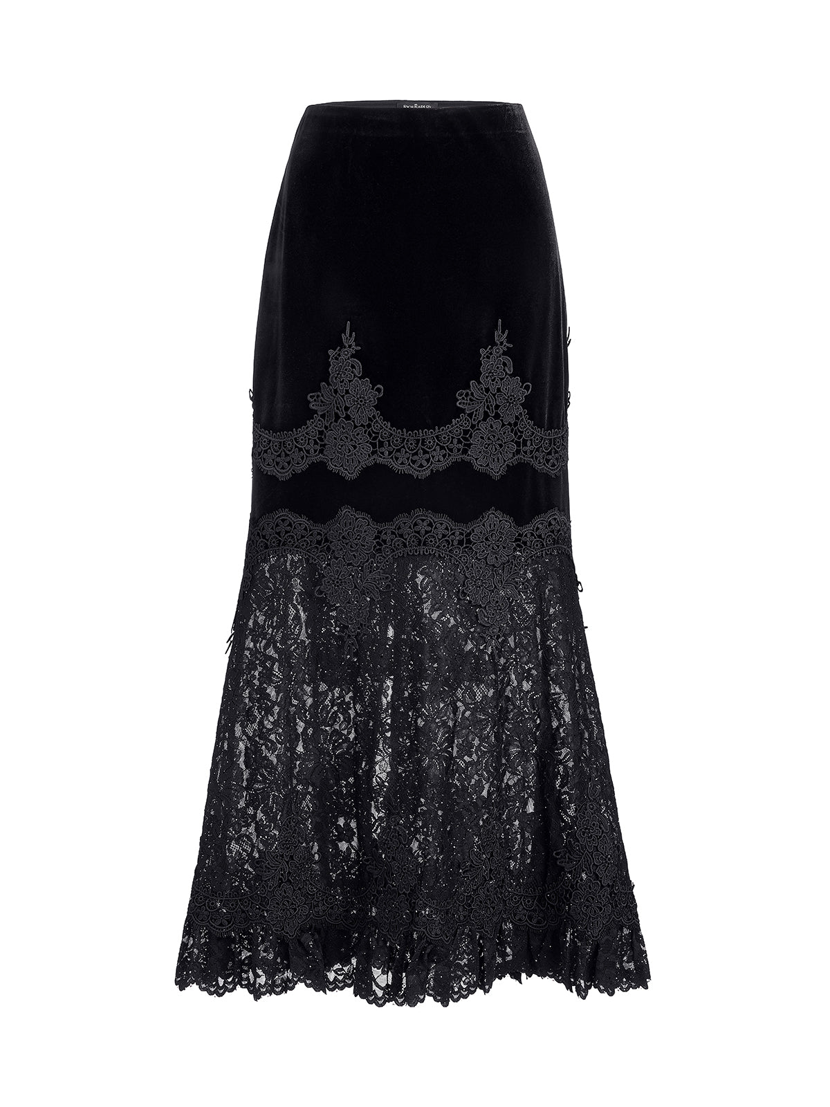 Sequin Lace Velvet Panel Fishtail Skirt