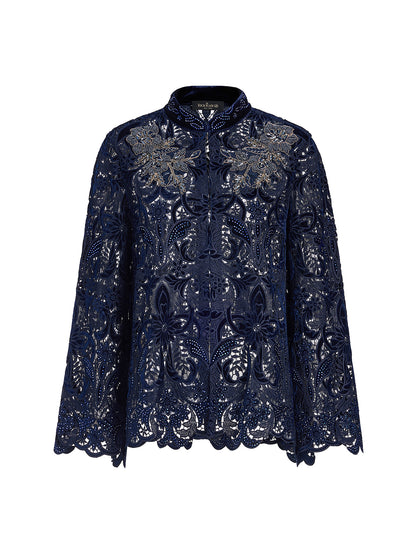 Velvet Lace Cutout Embroidered Jacket