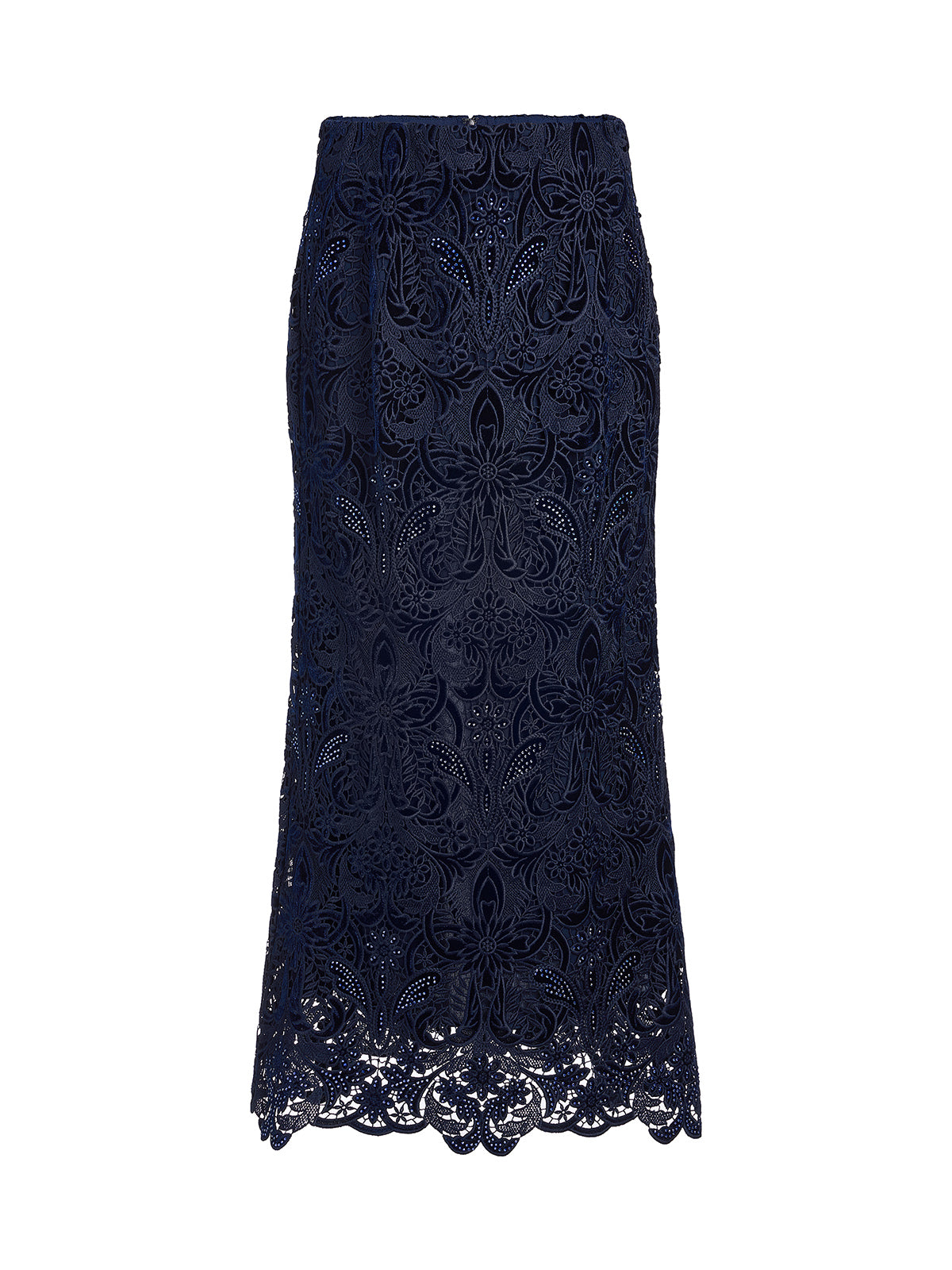 Velvet Lace Cutout Embroidered Fishtail Skirt