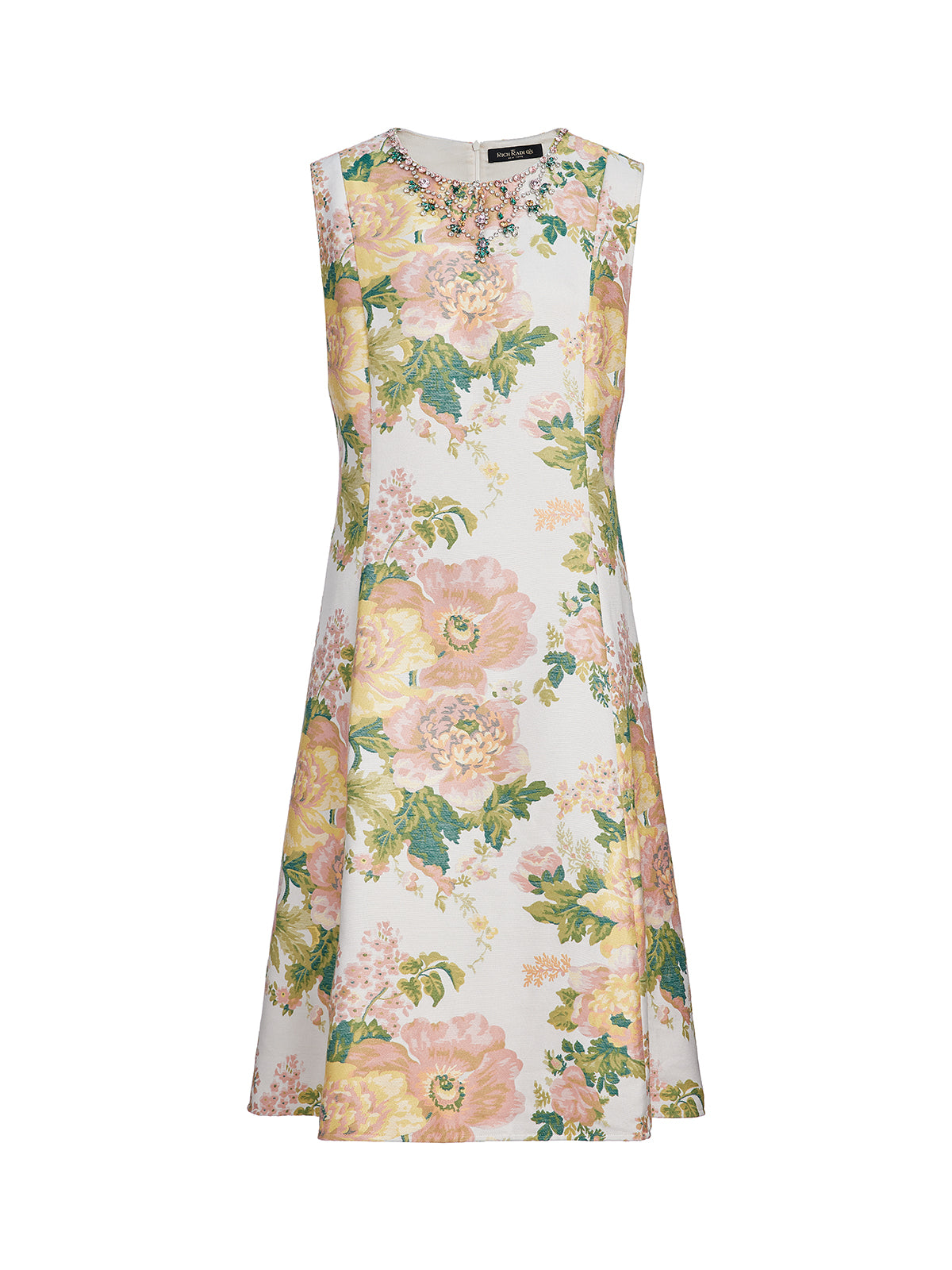 Crystal Beaded Jacquard A Line Pocket Dress
