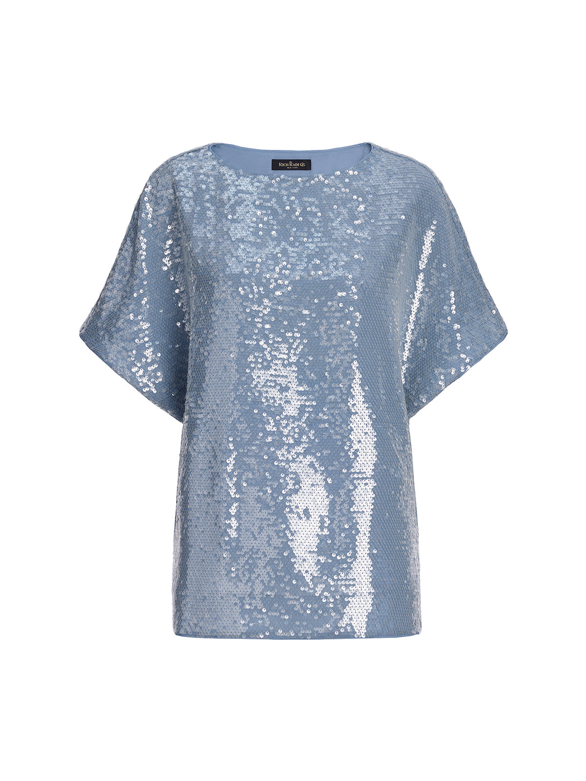 Misty Blue Sequin Batwing Loose Top