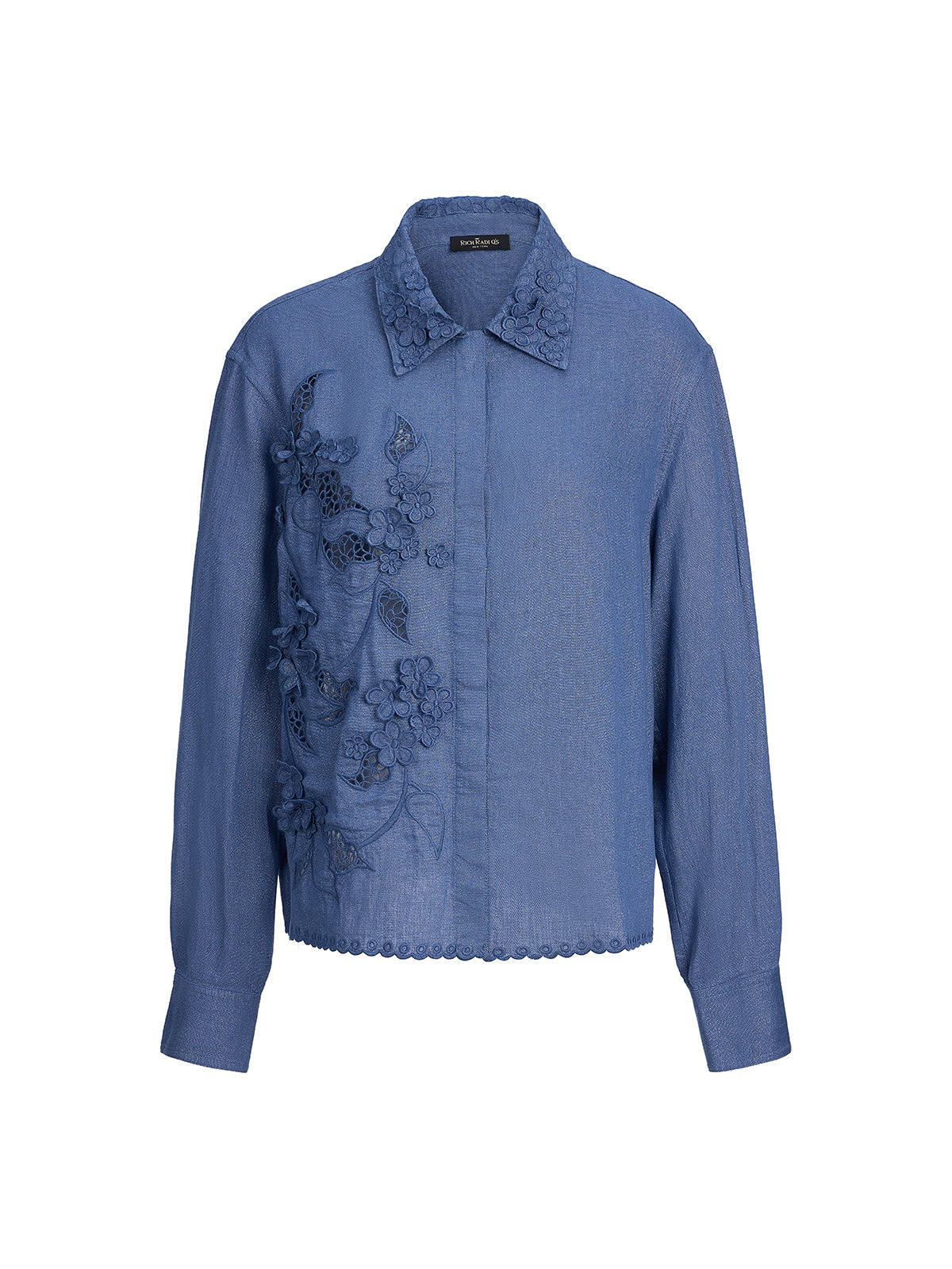 Art Cutout Floral Embroidered Linen Shirt