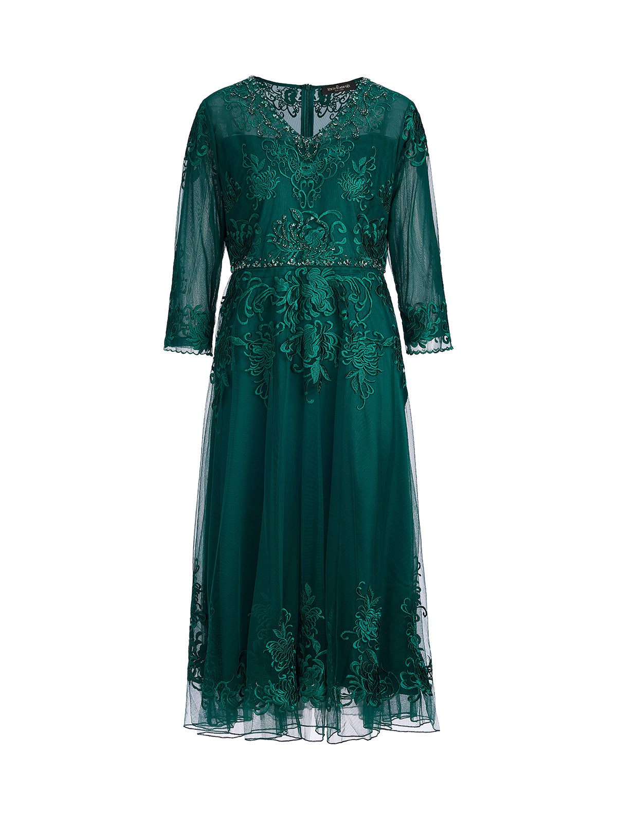 Floral Leaf Vine Embroidery Tulle Dress
