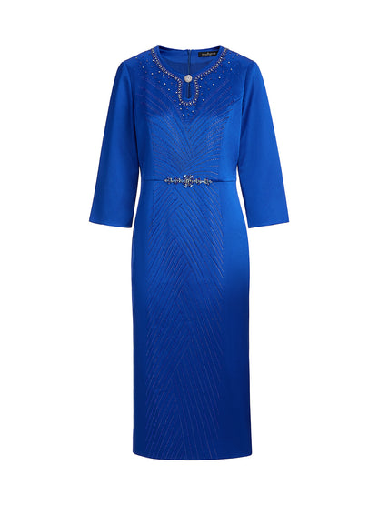 Crystal & Rhinestone Embellished Satin Dress