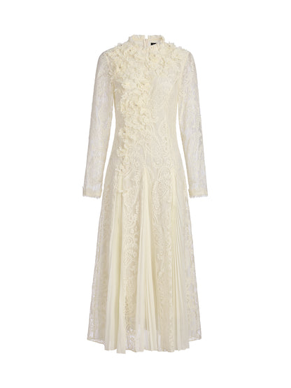 Paisley Lace Side-Pleat Dress