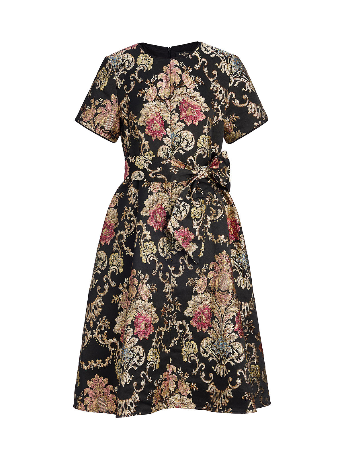 Vintage Metallic Embroidered Evening Gown Dress